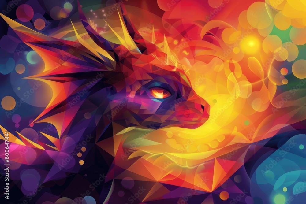Poster a digital painting of a cat on a colorful background. suitable for various design projects