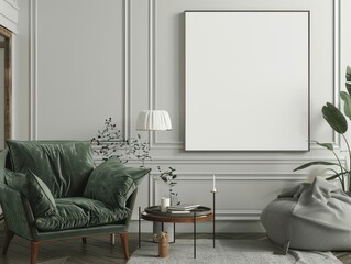 blank vintage frame mockup in a living room  interior
