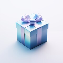 Obraz premium A Beautifully Wrapped Blue Gift Box with a Shiny Satin Ribbon