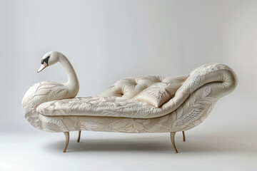 A chaise longue with a swan-shaped design, adding a touch of elegance to your living space,...