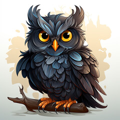 Fototapeta premium Watercolor Owl vector, clipart Illustration, Generative Ai