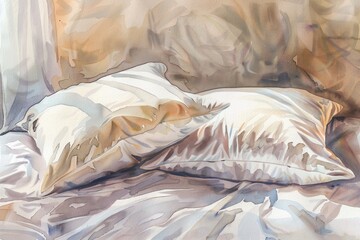 Image of two pillows on a neatly made bed. Suitable for home decor blogs or interior design websites