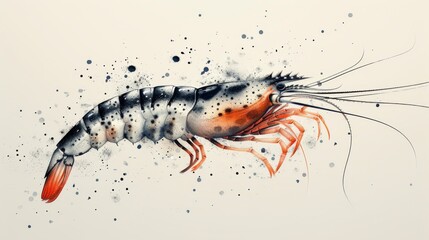 Icon design for shrimp illustration in black