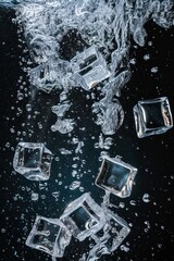 Fototapeta premium Ice cubes floating on water with nice lighting effects 