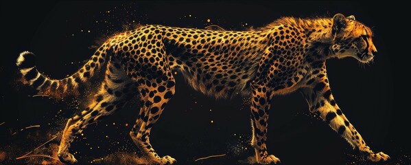 The design of an icon of a cheetah illustrated in black