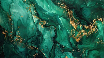 emerald green with gold accents abstract artwor
