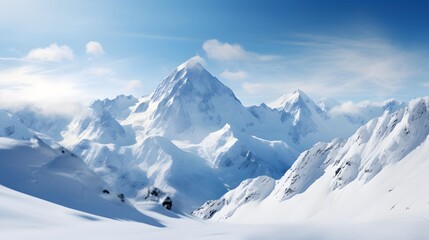 Fototapeta na wymiar Panoramic view of the snowy mountains. Caucasus, Russia.