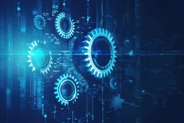 Image of gears on a blue background, perfect for industrial concepts