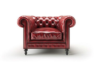 A Chesterfield chair showcasing timeless elegance, isolated on solid white background.