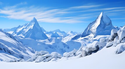 beautiful panorama of snowy mountains in the Alps - 3d illustration