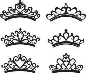 Crown Vector Silhouette Set © PapaGray
