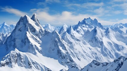 Fototapeta na wymiar Panoramic view of snow-capped peaks in the Alps