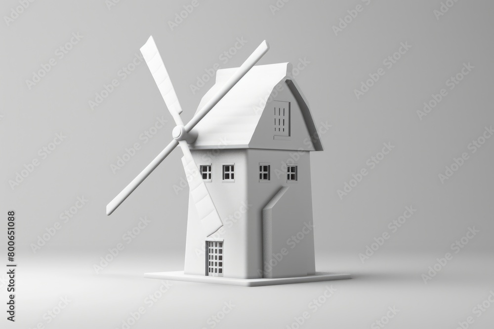 Canvas Prints A picturesque white house with a charming windmill on top. Suitable for various projects and designs