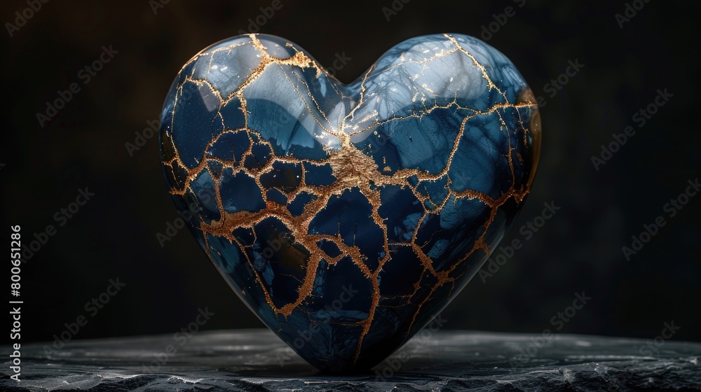 Poster heart-shaped object is placed on top of a table in a simple and straightforward composition.