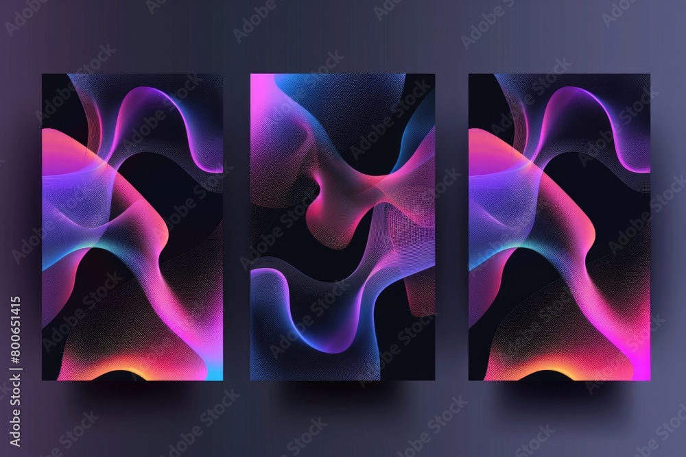 Poster three abstract banners with different colors. great for website headers or social media graphics