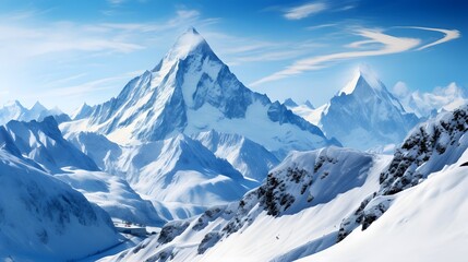 panoramic view of the mountains in swiss alps at winter