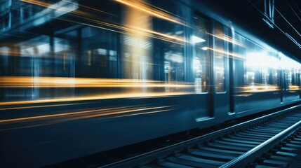 Fototapeta premium The concept of railroad travel and transportation. The idyll of traveling, the atmosphere of railway stations, the passion of trains, the amazing view and scenery from the train windows