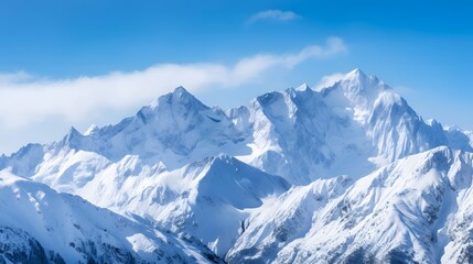 Panoramic view of snow covered mountains in the French alps