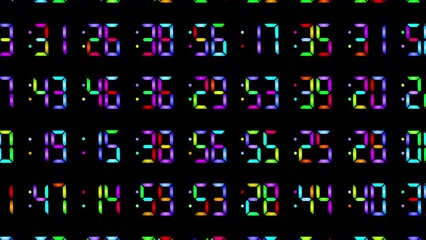 rainbow digital numbers clock