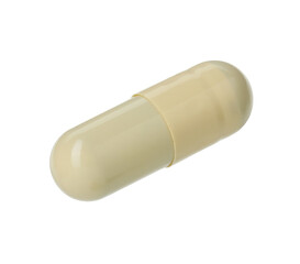 One vitamin capsule isolated on white. Health supplement