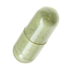 One vitamin capsule isolated on white. Health supplement