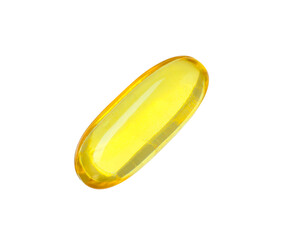 One vitamin capsule isolated on white. Health supplement