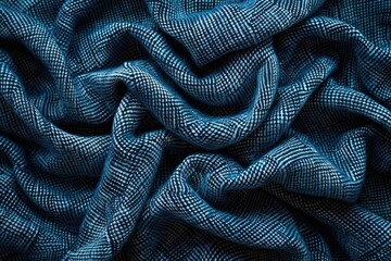 Detailed close up shot of blue fabric, perfect for textile backgrounds
