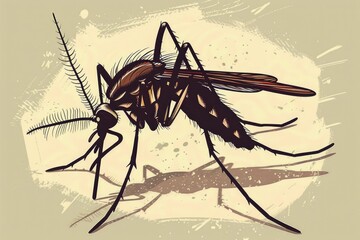A mosquito sitting on the ground. Can be used for pest control concepts - obrazy, fototapety, plakaty