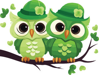 Irish Owls Vector Illustration