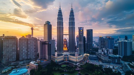 Kuala Lumpur skyline, Malaysia, iconic Petronas Towers