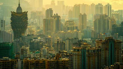 Macau skyline, China, blend of Portuguese and Chinese architecture