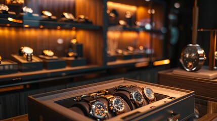 Array of Watches in Display Case