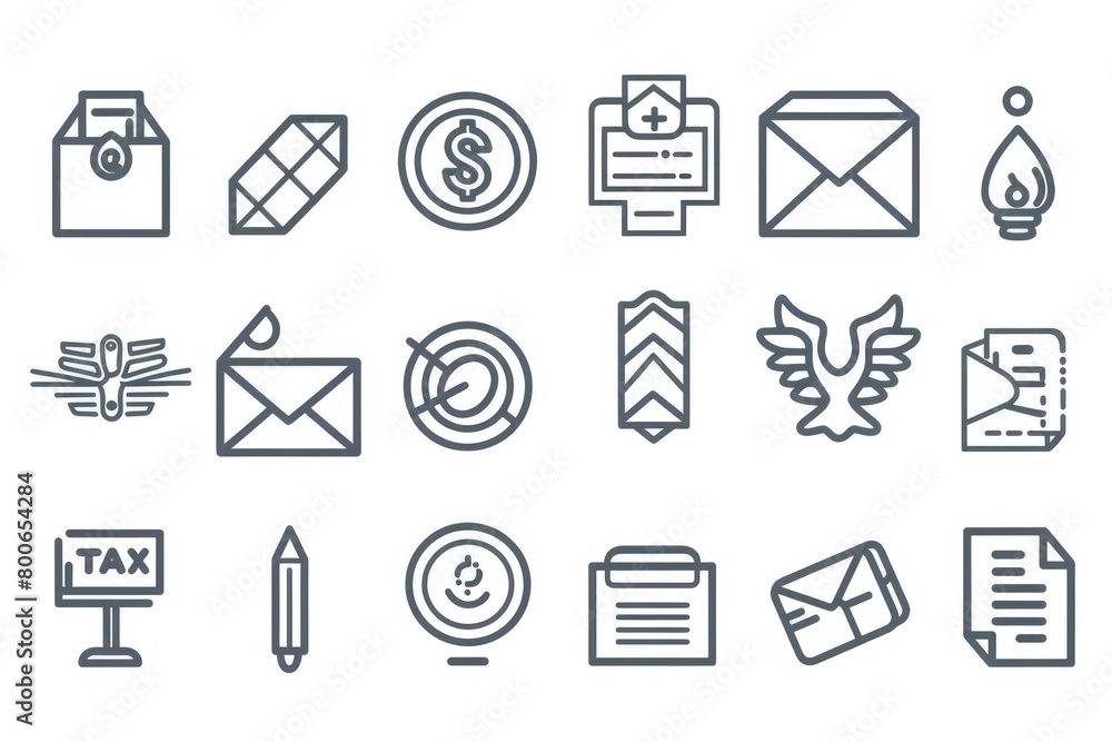 Sticker Collection of icons on a plain white background, suitable for various design projects