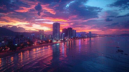 Nha Trang skyline, Vietnam, coastal resort city