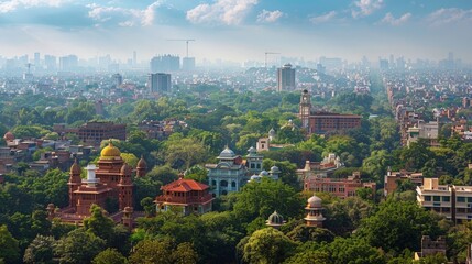 New Delhi skyline, India, mix of colonial and modern architecture