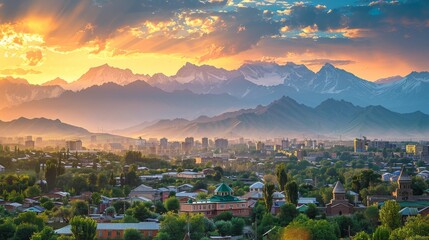 Osh skyline, Kyrgyzstan, ancient Silk Road city