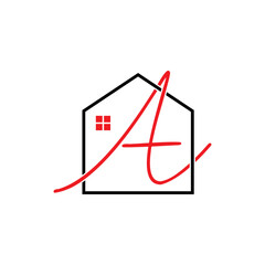 Letter A With House And Window Logo 004