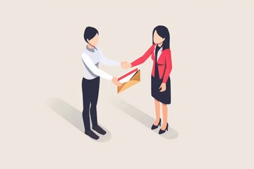 A professional man and woman shaking hands. Suitable for business concepts