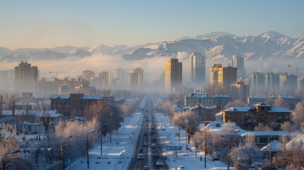 Ulaanbaatar skyline, chilly city vistas, Mongolia