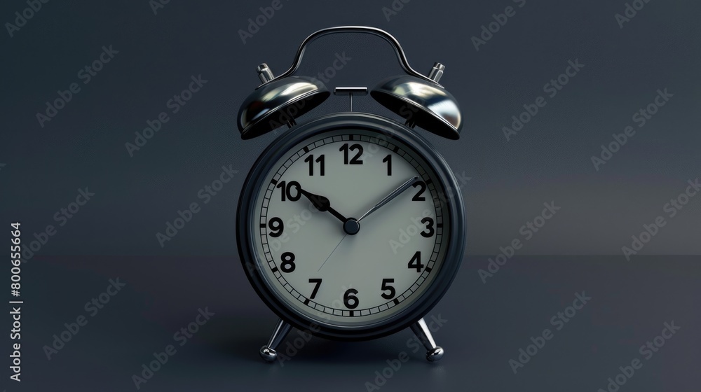 Aufkleber a black alarm clock sitting on a table. suitable for time management concepts