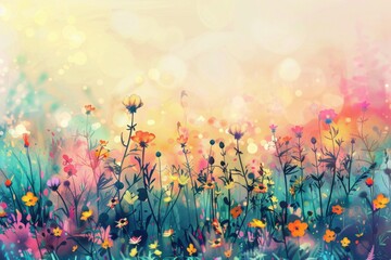 Beautiful painting of a field of wild flowers, perfect for nature lovers