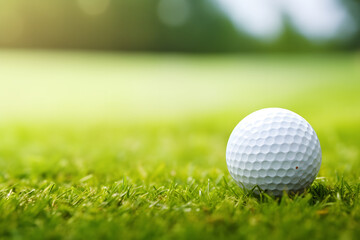 Golf ball on green field