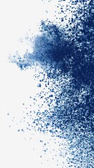 digital representation of pathology made of blue dots and splashes in a white vertical background
