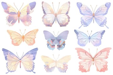 Colorful watercolor butterflies on a white background. Perfect for various design projects