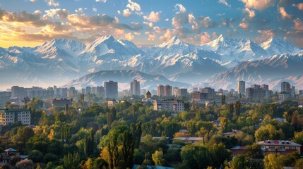 Bishkek skyline, Kyrgyzstan, gateway to the Tien Shan mountains