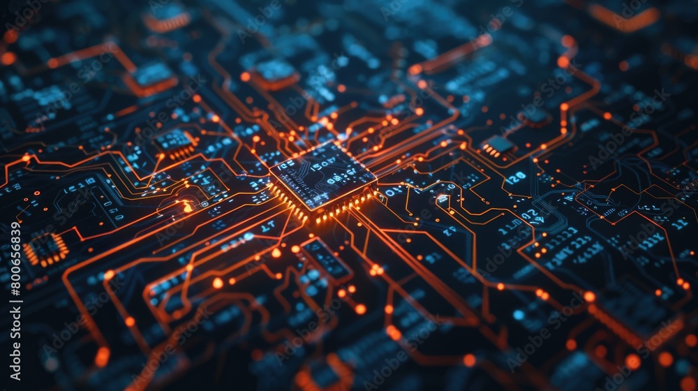 Poster Detailed view of a computer circuit board, suitable for technology concepts