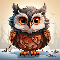 Fototapeta premium Watercolor Owl vector, clipart Illustration, Generative Ai
