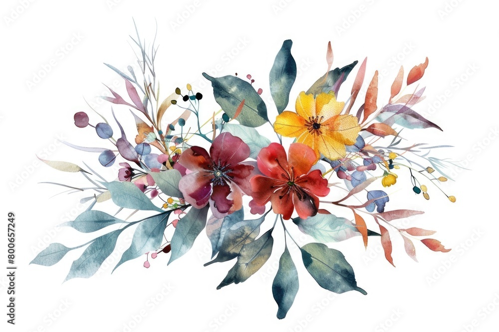 Poster beautiful watercolor painting of a vibrant bouquet of flowers. perfect for adding a pop of color to 