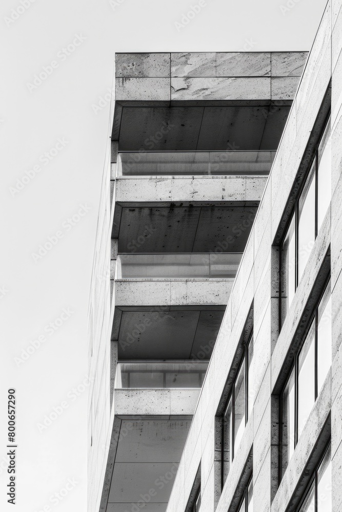 Poster a striking black and white image of a tall building. perfect for architectural and urban design proj
