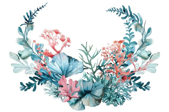 A beautiful wreath made of watercolor flowers and leaves. Perfect for wedding invitations or greeting cards
